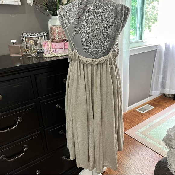 Free People Lacey Tunic Asymmetrical Babydoll Tank Tunic Beige Gray Size S - Picture 13 of 16